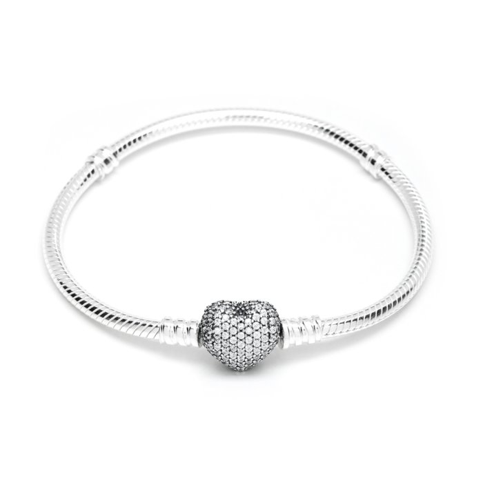 Pandora Ezüst karkötő csillogó szívvel 590727CZ 17 cm